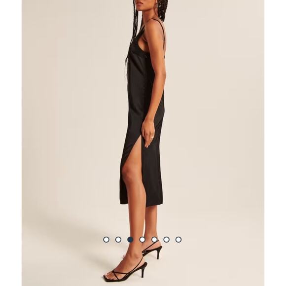 Abercrombie & Fitch Rust Orange Satin Slip Midi Dress Petite XL Fall Wedding - Picture 12 of 13